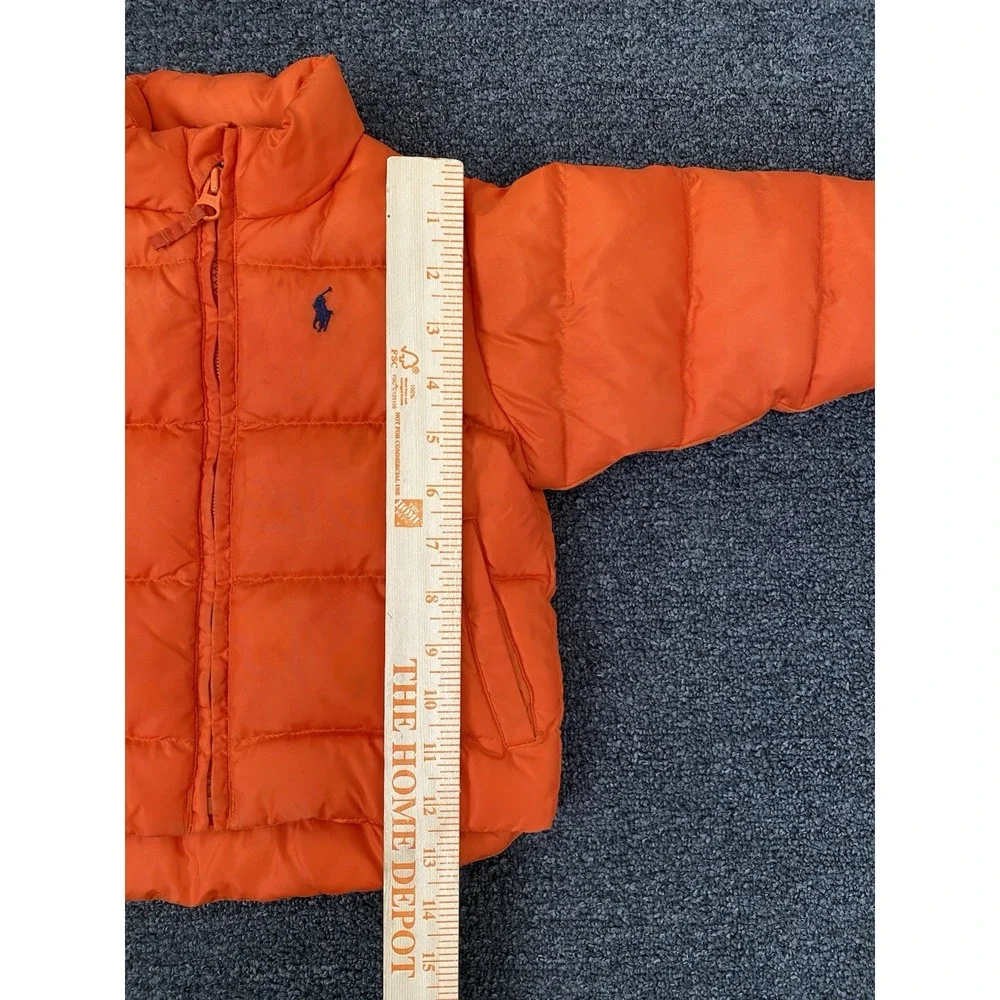 Vintage Polo Ralph Lauren Down Puffer Jacket Orange Kids 12M‎ Full Zip